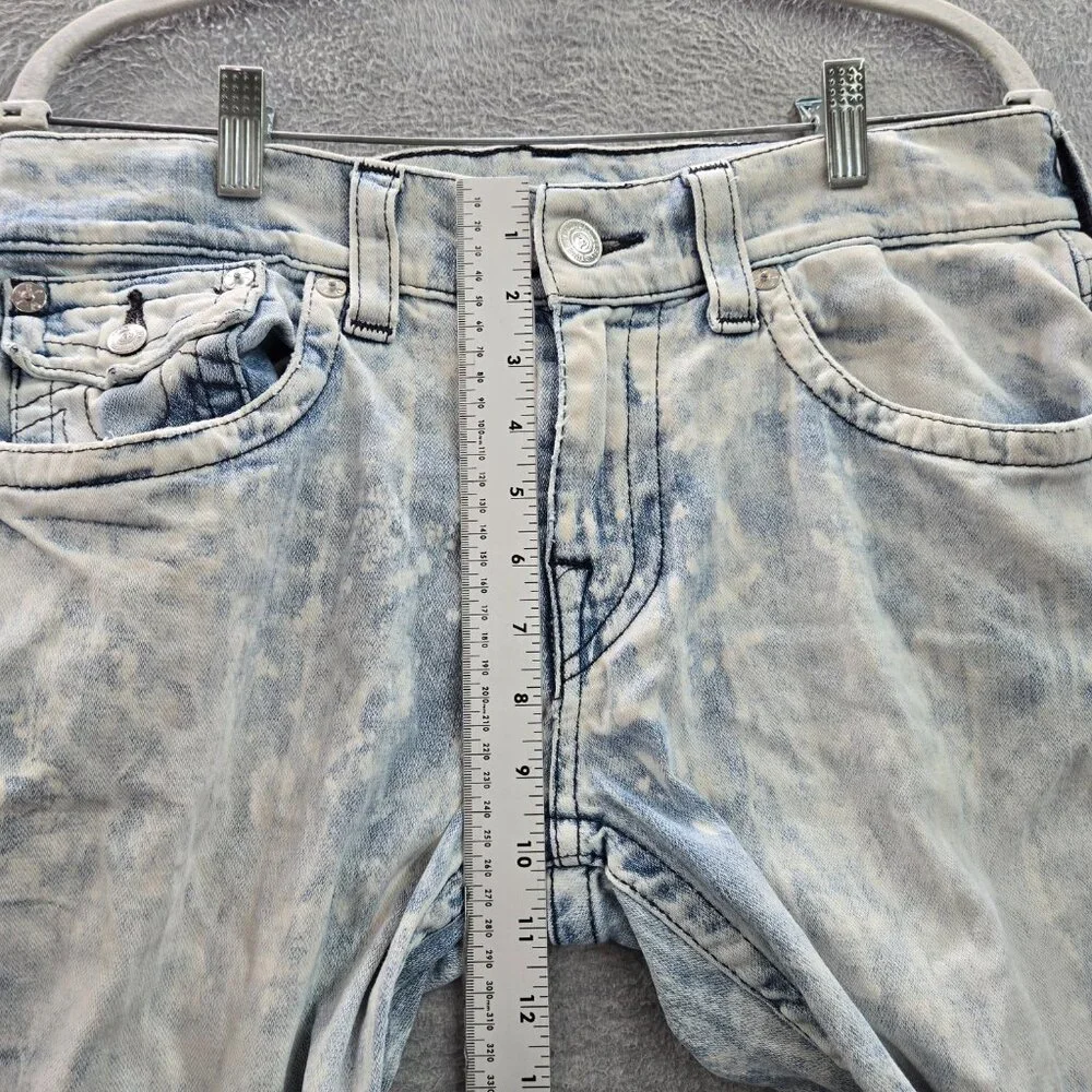 True Religion Men Jeans 32 Blue Acid‎ Wash Skinny Denim Mid Rise 33
